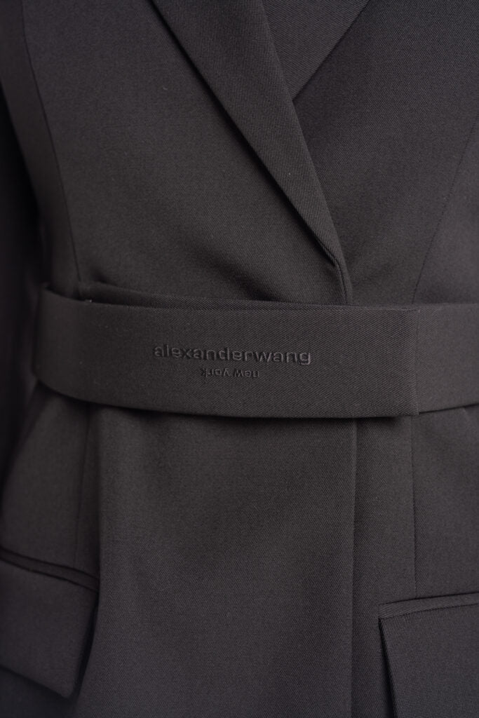 Alexander Wang Tailored Belted Blazer Dress With Logo Embroidery Black 1WC3236580 001