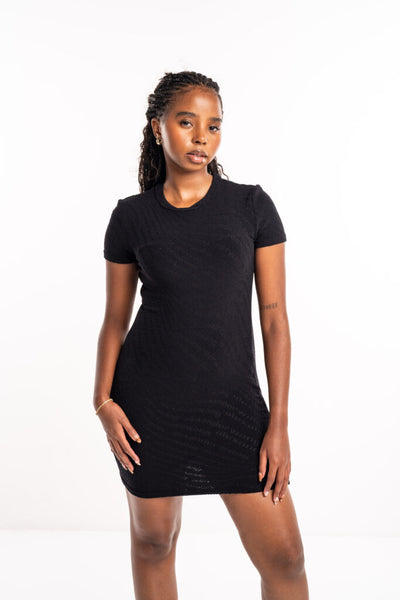Alexander Wang Crew Neck Short Sleeve Dress Black 4CC1246235 001