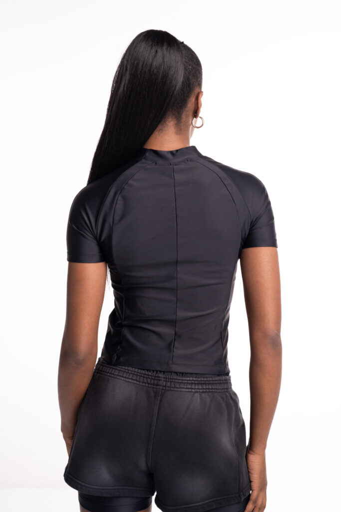 Alexander Wang SS Rashguard Top w/ Mockneck Black 4CC1251533 001