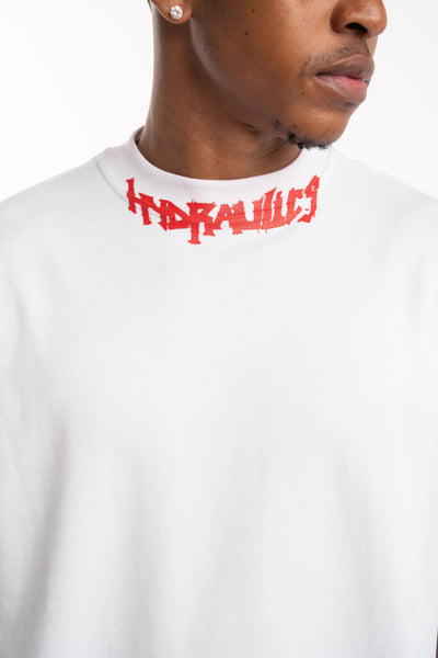 Hydraulics oversized red gothic neck tee white AW25OSFIT GOT White