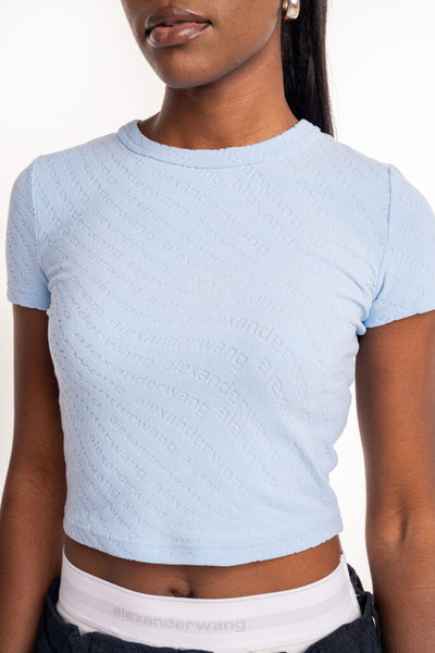 Alexander Wang Crew Neck Short Sleeve Baby Tee Sky Blue 4CC1241426 444