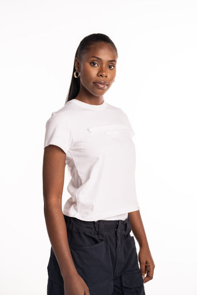 Alexander Wang Distressed Logo Shrunk Tee White 1CC1251991 100