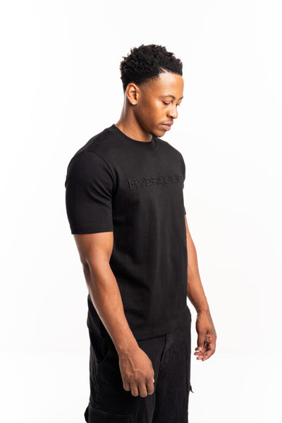 Hydraulics regular tonal 3D embroidered logo tee black AW25RGFIT Black