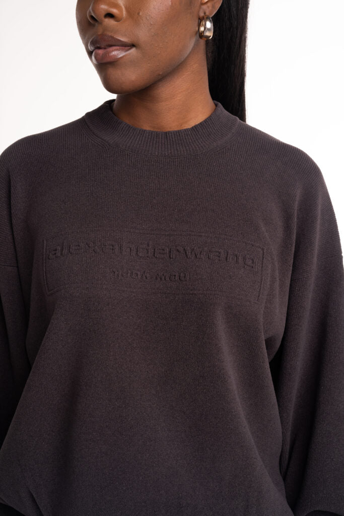 Alexander Wang Embossed Logo Ribbed Pullover Grey 1KC3231017 020