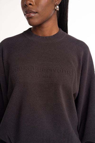 Alexander Wang Embossed Logo Ribbed Pullover Grey 1KC3231017 020