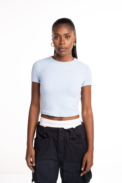 Alexander Wang Crew Neck Short Sleeve Baby Tee Sky Blue 4CC1241426 444