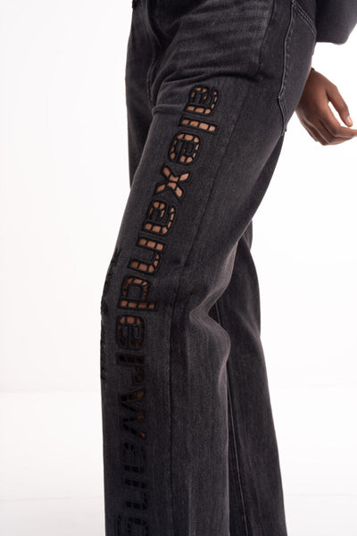 Alexander Wang EZ Slouch Logo Cut Out Embroidery Grey Aged 4DC1254691 015