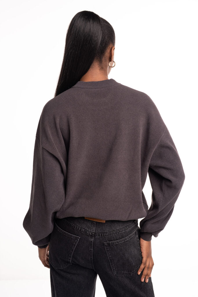 Alexander Wang Embossed Logo Ribbed Pullover Grey 1KC3231017 020