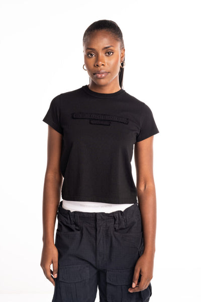 Alexander Wang Distressed Logo Shrunk Tee Black 1CC1251991 001