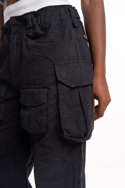 Alexander Wang Pre Styled Cargo pant w/ Logo Elastic Asphalt 4DC1254519 028